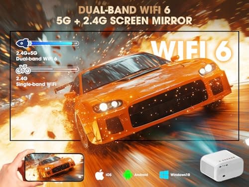 Smart Projector with WiFi 6 & Bluetooth, Compatible With Netflix/YouTube/ Prime Video Apps, Auto Focus & Keystone, Full-Sealed Optical Engine, Native 1080P Projector - Thumbnail 6