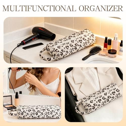 AMZMA Quilted Hair Dryer Travel Case, Portable Hair Tools Organizer for Curling Irons & Flat Irons, Soft Toiletry Storage Bag, Travel Essentials Gift for Women Girls - Thumbnail 4