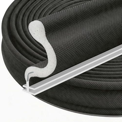 19.7FT Weather Stripping Door Seal: Sound Proof Draft Blocker Kerf Weather Stripping for Exterior Front Door, Large Gap Seal, Easy to Install (Balck)