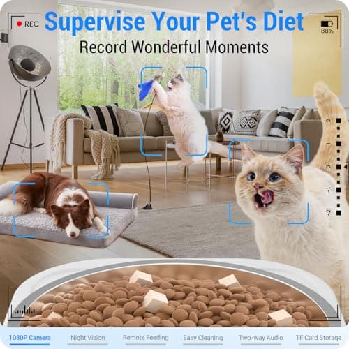 Frienhund Automatic Cat Feeder with Camera: 5G WiFi Automatic Dog Feeder with Night Vision, 7L Auto Cat Food Dispenser with 1080P Camera for Multiple Pet, Detachable for Easy Clean -29 Cup (ACF100W-B) - Thumbnail 2