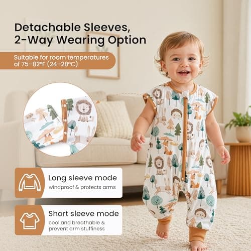 i-baby Outlast® Baby Sleep Sack with 2-Way Detachable Sleeves, Unisex Toddler Sleeping Bag with Smart Temperature Regulation, Growth-Friendly Baby Wearable Blanket with Legs for Infants, 3-4T - Thumbnail 5
