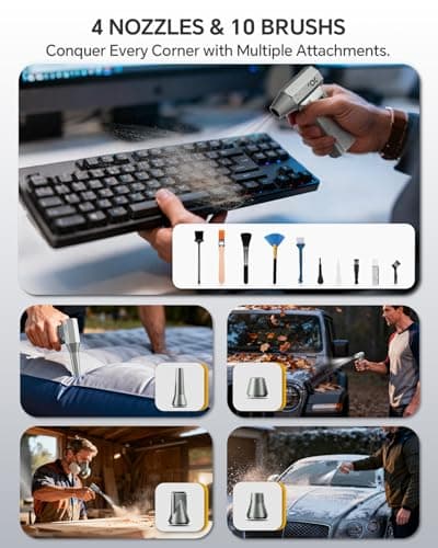 Compressed Air Duster, 150000RPM Electric Air Duster with LED Display & Brushless Motor, 4-Gear Air Blower Rechargeable with LED Light, Cordless Turbo Fan for Computer, Keyboard, Car, Home, Outdoor - Thumbnail 5