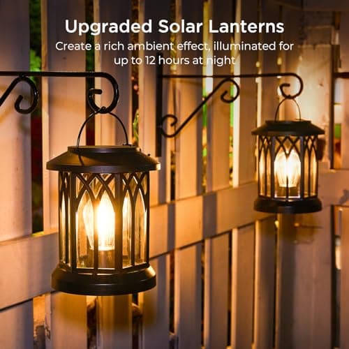 WdtPro 4 Pack Solar Lantern Outdoor Lights, Upgraded Bright Solar Lanterns Outdoor Waterproof, Hanging Solar Powered Lantern Over 12Hrs Lights for Outside Garden Yard Patio Tree Path Decor - Thumbnail 6