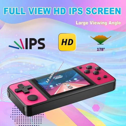 Beico 32 Bit Kids Handheld Games Preloaded 139 Video Games,Portable Electronic Toys with 3.0" IPS Screen Rechargeable Battery,Gaming System Birthday Gifts for Boys Girls Ages 4-12 (Rose-Red) - Thumbnail 3