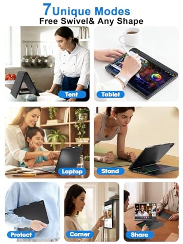 BABG Keyboard Case for iPad Air 13 inch(M3/M2)&iPad Pro 13(M5/M4),iPad Pro 12.9(6th/5th /4th/3rd Gen) Case with Keyboard,360° Rotatable,Toupad,Backlits,Pencil Charging-Black - Thumbnail 5
