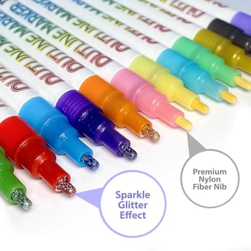 Glitter Markers Outline Pens Metallic Shimmer Marker, 12 Cute Tween Teen Girl Gifts Cool Trendy Stuff Drawing Art Supplies for 6-8 9-12 10-12 Year Old Kids, Fun Arts Crafts Kids Ages 8-12 Year Old - Thumbnail 4