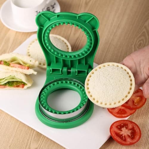 XBllcyiv Uncrustable Sandwich Maker, Circle Shape 3.7 Inch Sandwich Cutter and Sealer for Kids Breakfast and Lunchboxes, Green - Thumbnail 6