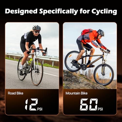 MEGAWHEELS Mini Bike Pump, Portable Bike Pump with Presta and Schrader Valve, 120PSI Bicycle Pump with Gauge, Auto Stop, Fast Inflation for City Bike, Road Bike, Mountain Bike - Thumbnail 4