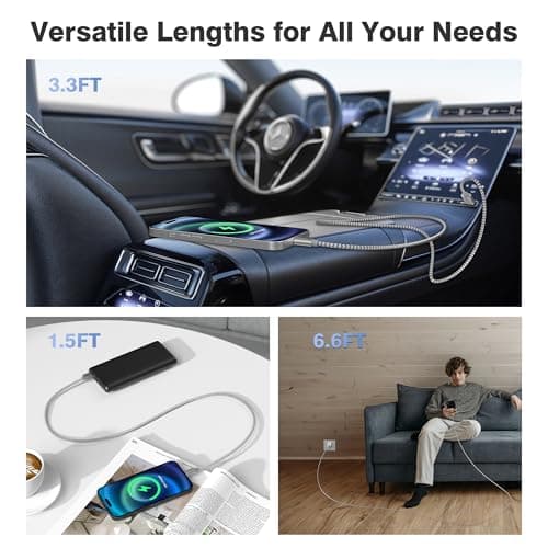 Elebase iPhone 17 17e Pro Max Charging Cable 1.5/3.3/6.6FT 3Pack,USB A to Type C Car Charger Cord,USBC Carplay Cable for New Apple 16 Plus iPad 10 Mini 7 Air 8,Airpods,Samsung Galaxy S26 S25 A17 Ultra - Thumbnail 6