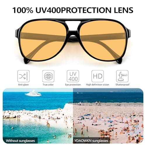 YDAOWKN Retro Aviator Sunglasses for Women Mens Large Frame Classic Vintage 70s Sun Glasses Aviators - Thumbnail 5