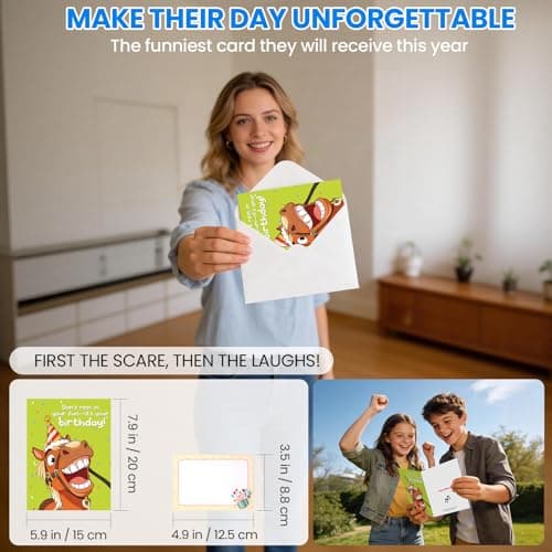 mountova Musical Birthday Card, Hilarious Horse Birthday Card with Sound & Motion - Funny Birthday Cards for Men, Women, Dad, Mom, Son, Husband, 5"x7" - Thumbnail 6