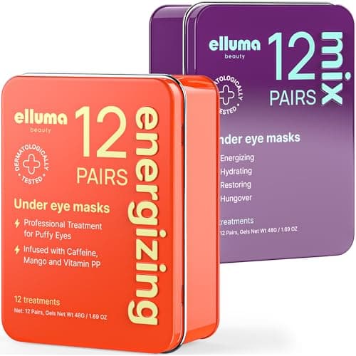 Elluma Beauty Under Eye Patches – 24 Hydrogel Pads, Mix & Energizing Sets with Caffeine - Image 1