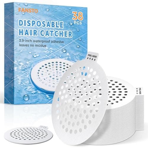Shower Drain Hair Catcher, 38 Pack Disposable Mesh Drain Covers Strainers, Stop Hair Clog Stickers-Easy Peel Remove, Waterproof Hair Trap Collector Drain Accessories for Bathroom tub, Sink, Bathtub - Image 1