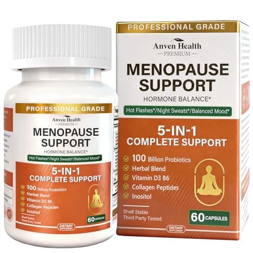 Anven Health Menopause Supplements for Women, Vitamin D3 & B6, Menopause Relief Probiotics Supports Hot Flashes, Night Sweats, Bloating & Gut Health with Black Cohosh, Herbs, Collagen | 60 Veggie Caps - Image 1