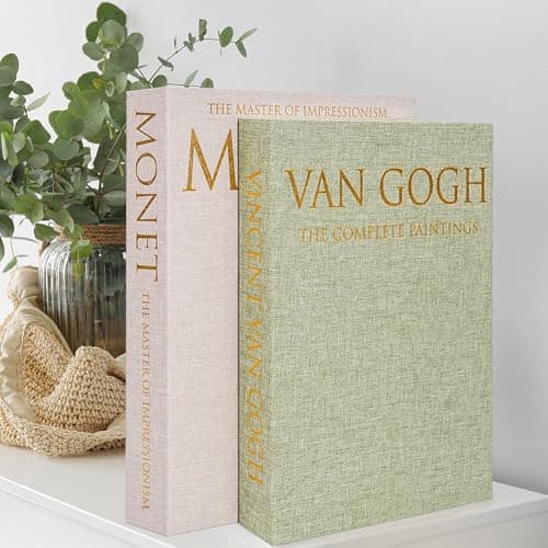 Hiwhy Decorative Book Storage Box Set of 2, Stylish Decorative Books, Linen Faux Book Storage Box for Bookshelf, Coffee Tables, Home Decor, GrassGreen - Image 1