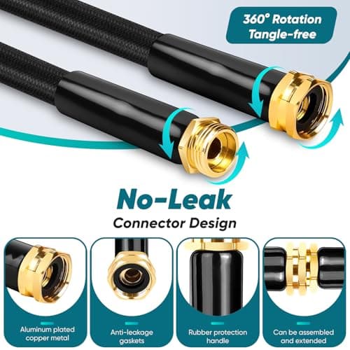 BAZOLOTA Garden Hose 100FT Non-Expanding, Lightweight Hose With 10-Function Nozzle, Leak-Proof, No-Knot, Easy to Carry, Wear-Resistant, Sturdy 3/4GHT Flexible Water Hose for Yard Garden Outdoor - Thumbnail 4