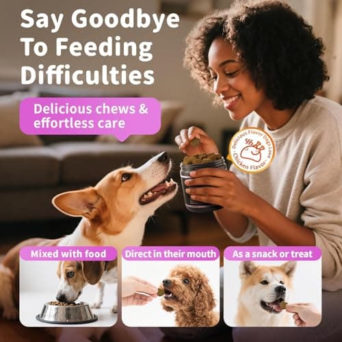 POPPAW Itch Relief for Dogs - Turmeric Supplements for Itching Skin Comfort & Coat Health & Seasonal Allergy Care, Immune Support Supplement with Omega-3 Fish Oil, Biotin - Chicken Flavor - 90 Count - Thumbnail 6