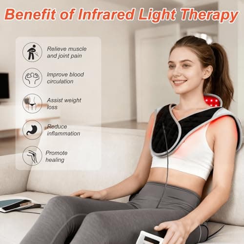 Red Light Therapy for Neck and Shoulders 3-in-1 LED Bead 660nm&850nm Infrared Light Therapy Belt for Neck Waist Back with Timer Remote Control Wearable Suitable for Home and Office Use - Thumbnail 5