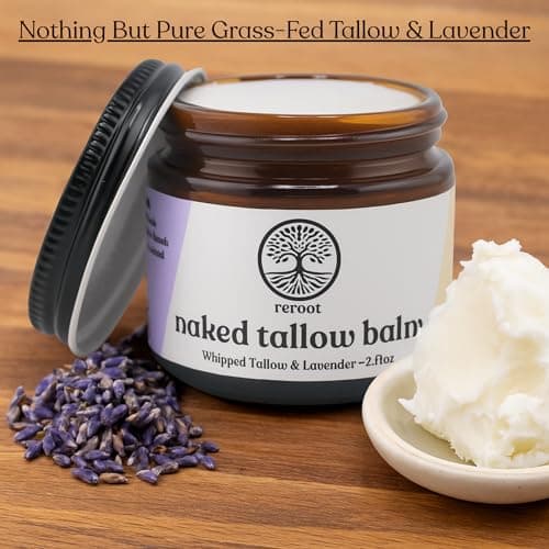 Beef Tallow for Skin | LAVENDER NAKED TALLOW BALM I 2 Ingredients - 100% Grass Fed Beef Tallow & Lavender | Whole Body & Face Whipped Tallow | Sensititve Dry Skin, Eczema, Psoriasis, Rosacea (2oz Lav) - Thumbnail 2