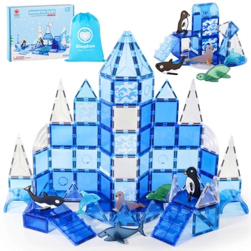 Arctic Animals Magnetic Tiles for Kids Ages 4-8, Aquarium Magnetic Building Set with 6 Sea Animals, Educational Magnet Blocks for School Toddlers, Birthday Xmas Gifts for Grandkids Boys Girls 3-5 4-6 - Image 1