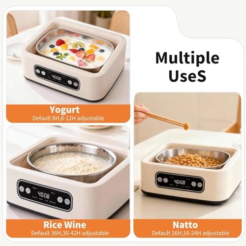Yogurt Maker with Timer and Temperature Control, Fully Automatic for Home Use. Perfect for Making Greek Yogurt and Probiotic Yogurt, Equipped with an Automatic Shut-off Function - Thumbnail 4