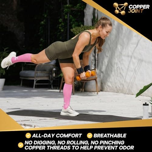CopperJoint Copper Compression Socks for Women, Knee High Compression for Circulation, Socks for Nurses, Running, Travel & Everyday Use, Ideal Gifts for Women & Maternity- 2 Pairs in a Pack - Large - Thumbnail 5