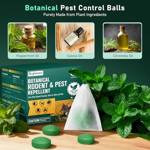 Natural Peppermint Oil Moth Balls for Rodents Deterrent‌ - 14 Pack‌, Mice & Rat Repellent for Indoor/Outdoor Use, Family & Pet-Safe, Long-Lasting Mouse Control for Squirrels, Skunks, Chipmunks‌ - Thumbnail 2