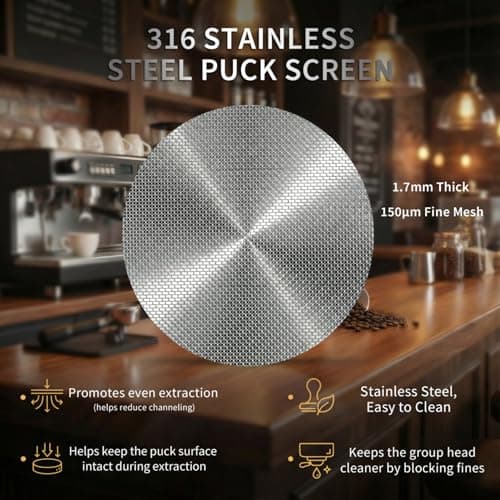 AWIBIKU Barista Espresso Tamper 53.3/54mm, Spring Loaded Flat Base Tamper Kit with 4-Blade Coffee Distributor & 316 Stainless Steel Puck Screen - Thumbnail 5