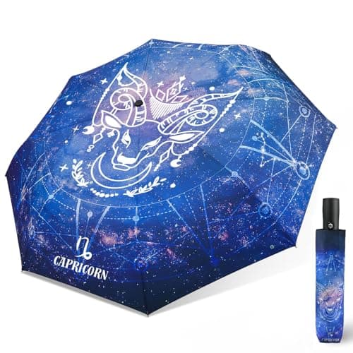 ECOBRELLA Windproof Travel Umbrellas for Adults- Automatic Backpack Lightweight Umbrellas with 12Constellations Pattern - Image 1