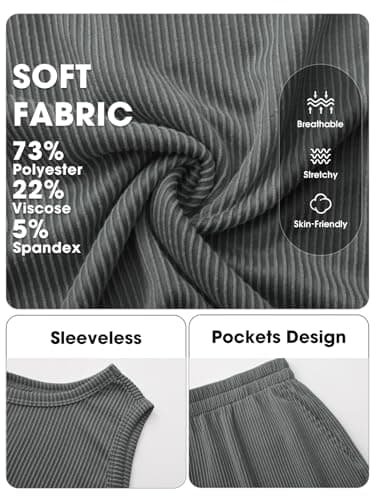 EXLURA Women's Summer 2 Piece Outfits Sleeveless Tank Top Matching Shorts Sets Lounge Sets Beach Vacation Cruise Clothes 2026 - Thumbnail 6