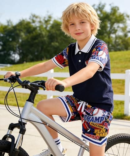 Cozople Boys Baseball Shorts Steet Basketball Shorts Size 10 Moisture Wicking Running Shorts Casual School Sports Meet - Thumbnail 2