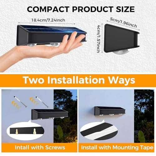 sununiny Solar Fence Lights 3-Lens Wall Lights Outdoor Waterproof 3-Colors Solar Garden Lights Color Changing Solar Powered Lights for Outside Backyard,Pathway,Yard,Garden 4Pack - Thumbnail 5