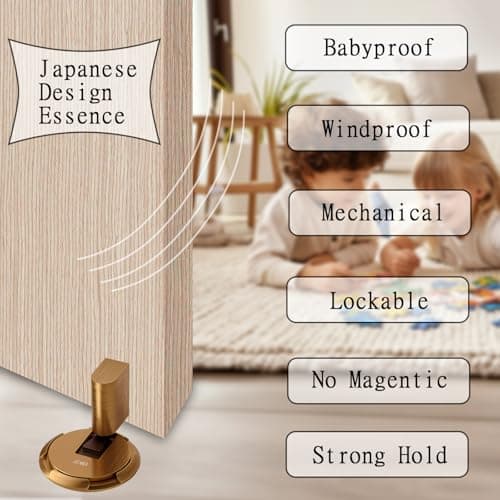 UBVIF No Magnetic Door Stopper, Adjustable, Mechanical Doorstop, Windproof Door Stop for Indoor, No Nails/Screws Needed,Heavy Duty Door Holder,Keep Door Open (1, Matte Brown Bronze) - Thumbnail 3