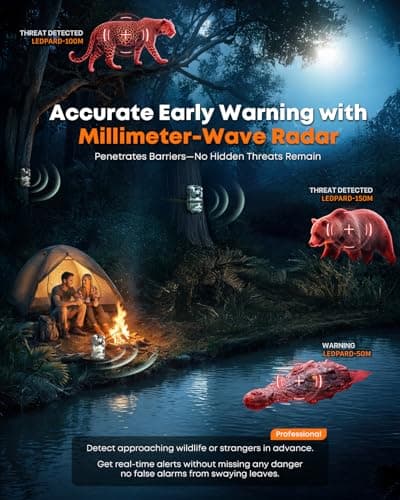Camping Radar Security Alarm, Wireless Perimeter Alarm,1/2 Mile Range, IP66 Waterproof System for Outdoor Camp Security & Survival Gear-Updated Version (Woodland camo) - Thumbnail 2
