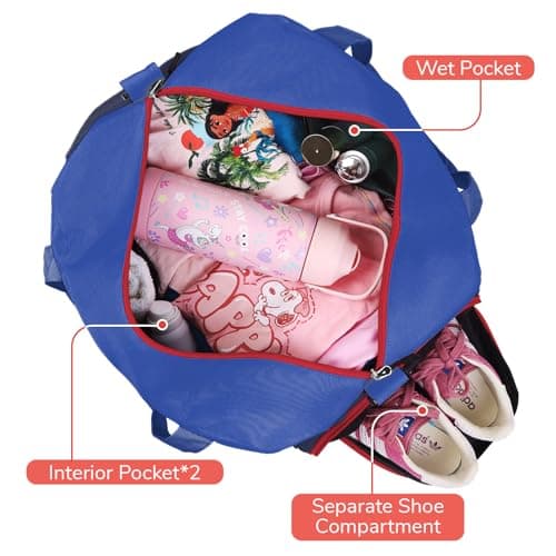 WOOMADA Travel Duffle Bag, Weekend Bag with Wet Pocket & Trolley Sleeve, Overnight Bag With Shoe Compartment, Fit for Sports Practice, Travel and Gifts(navy blue) - Thumbnail 5