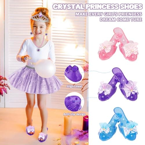 Princess Dress Up Toys & Jewelry Boutique Set for Girls, Costume Play Set with Skirts, Shoes, Crowns & Accessories, Pretend Role Play Gift for Toddler Girls Ages 3 4 5 6, Birthday Party Favors - Thumbnail 4