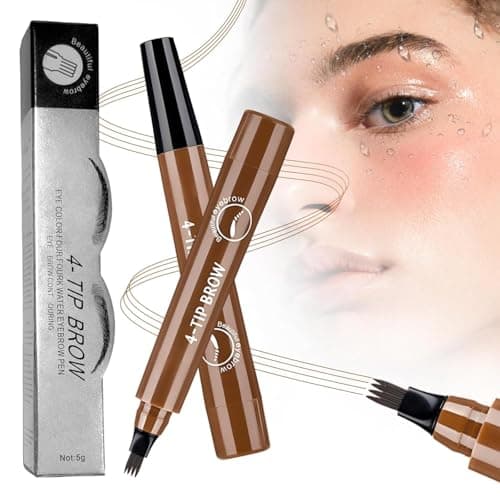 2PCS Magic Eyebrow Pencil, 2025 New 3D Waterproof 4 Head Split Waterproof Long lasting Wild Eyebrow Pencil, Makeup Natural Gap Filling Long-Lasting Eyebrow Pen Stay on All Day (Light brown) - Image 1
