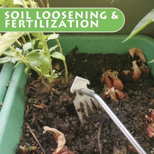 Jahenway Weed Puller Tool, Stainless Steel Gardening Hand Weeder Tools, Weeding Artifact Uprooting Weeding Tool, Weed Removal Tool, 4-Tooth Dual Purpose Manual Weed Pulling Tool for Yard Garden - Thumbnail 5