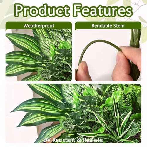 Waipfaru Artificial Plants Outdoor UV Resistant, Realistic Fake Plants Artificial Greenery, Large Bunches Faux Plants for Indoor Outdoor Porch Patio Garden Spring Summer Home Decor (Large 10pcs) - Thumbnail 3