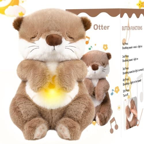 Breathing Stuffed Animal, Soothe Snuggle Otter Plush for Anxiety Adults and Kids, Volume Control, Machine Washable, Baby toy Sleep Buddy Soothing Otter with Realistic Breathing and Lights Music - Image 1