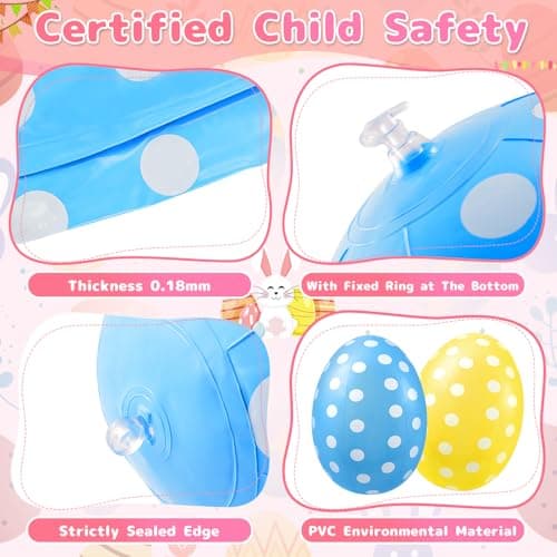 12 Pack 16 inch Inflatable Easter Eggs Decorations, Easter Blow Up Yard Decorations Colorful Outdoor Ornaments for Garden Lawn Spring Party Supplies & Egg Hunt Games - Thumbnail 2