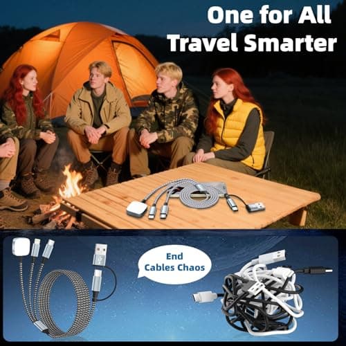 MPATIBY Travel Essentials, 3 in 2 UB A/USB C Cable for Watch Charger, Multi Phone Charging Cable/Cord for All Devices for iWatch Ultra/SE/10-1, Phone16 15 14, Android, iPads, More (2Packs 5FT) - Thumbnail 4