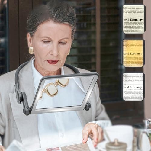 Bstsilver Large LED Hands-Free Page Magnifier 3X w/Detachable GooseNeck Bracket | Eye Care 3 Color Light &Anti-Glare Lens to Reduce Eye Strain-for Reading, Craft, Knit, Needlework, Low Vision Senior - Image 1
