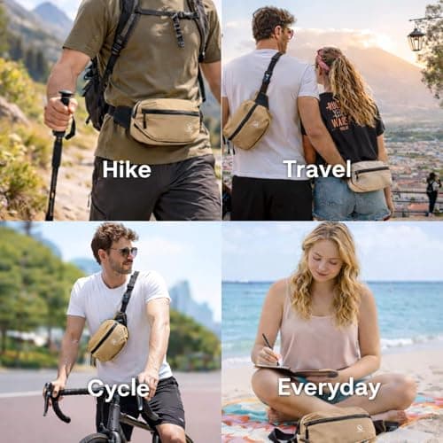 XENLYN GEAR Waist Pack for Men & Women, Premium Water-Resistant Textured Fabric Fanny Pack, Lightweight Crossbody Belt Bag with Hidden Pocket, Stylish Everyday Travel Hiking Running - Thumbnail 6