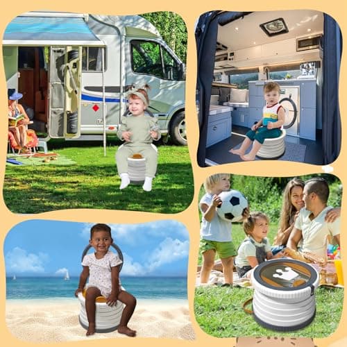 2025 Upgraded Portable Potty Training, Travel Potty for Toddler, portable toilet for kids Foldable, Apply to Seat Emergency Toilet for Camping, Outdoor,Car,3 rolls of garbage bags (Transparent-Gray) - Thumbnail 6