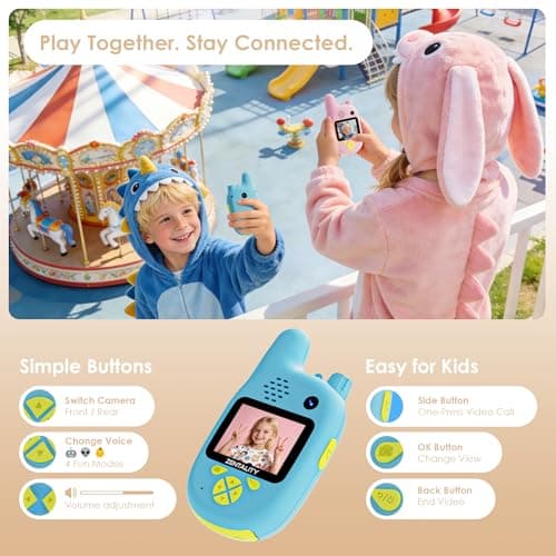 Video Walkie Talkies for Kids, Toys for 3–12 Year, Dual Camera, Rechargeable 2-Way Radio Toy, Send Photos & E-mojis, 1000ft Long Range for Indoor Outdoor, Camping, Hiking, Kids Games - Thumbnail 4