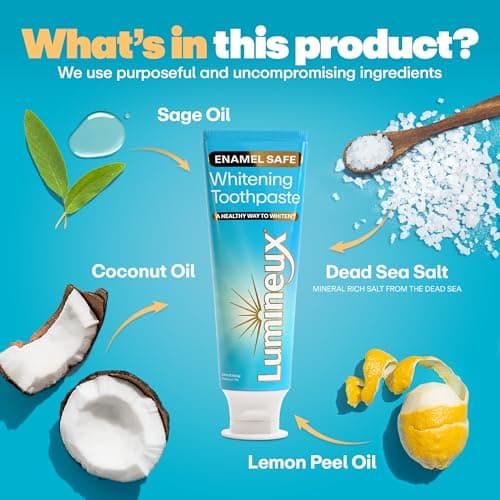 Lumineux Teeth Whitening Kit Peroxide Free for Whiter Teeth Includes 7 Whitening Treatments, 1 Mouthwash, 1 Toothpaste & 1 Bamboo Toothbrush, Dentist Formulated - Thumbnail 3