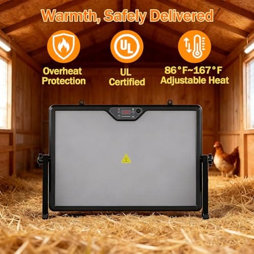 Smart Chick Brooder Heater Plate with Adjustable Temperature (86–167°F) & 0–12H Timer, Built-in Temperature Sensor, 12"x16" Dual-Sided Brooder Plate for Chicks, Remote Control & Adjustable Angle - Thumbnail 4