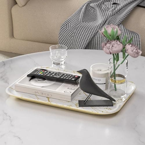 Weenson Bathroom Vanity Tray for Makeup Jewelry Candle Perfume Decor Toilet Tank, Serving Tray for Food Snacks, Kitchen Tray for Countertop Soap Dispenser Spice Coffee Nightstand11.8”L x 7.9”W x 0.8”H - Thumbnail 5