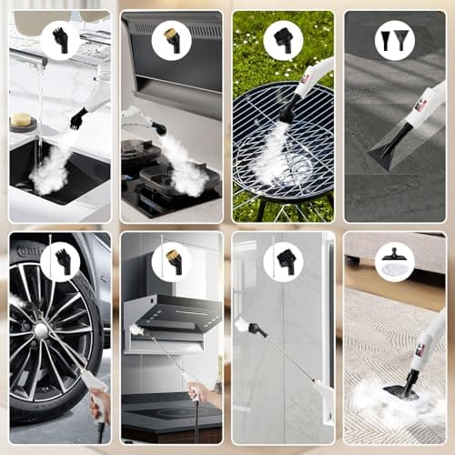 1L Handheld Steam Cleaner for Home and Kitchen Cleaning, 2500W 15s Fast-Heating & 3 Speeds, Portable Steam Cleaner Multi-Surface Deep Cleaning Supplies for Surface, Corner, Crevice (110V, White) - Thumbnail 6